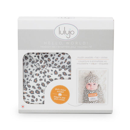 Lulujo Hydrofiele Doek Met Muts En Sticker Leopard - Lulujo - Babywinkel - 628233456465