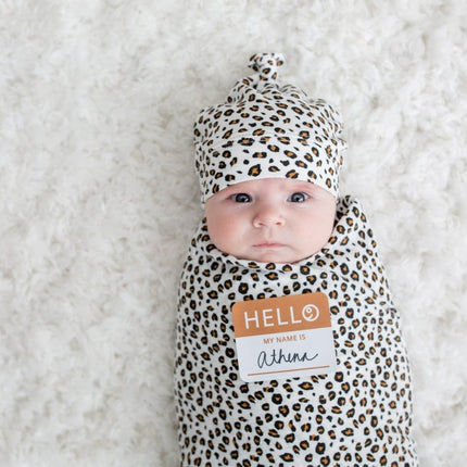 Lulujo Hydrofiele Doek Met Muts En Sticker Leopard - Lulujo - Babywinkel - 628233456465