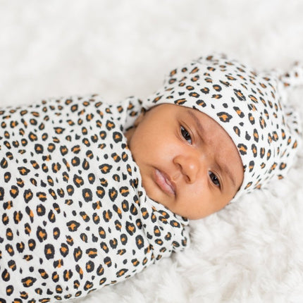 Lulujo Hydrofiele Doek Met Muts En Sticker Leopard - Lulujo - Babywinkel - 628233456465