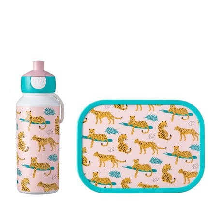 Lunchset Campus Drinkfles+Lunchbox Leopard - Babywinkel - 8720294000112