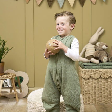 Meyco Baby Uni Baby Winter Slaapoverall Jumper Pre - Washed Hydrofiel Olive Green - Meyco - Babywinkel - 4054703247664