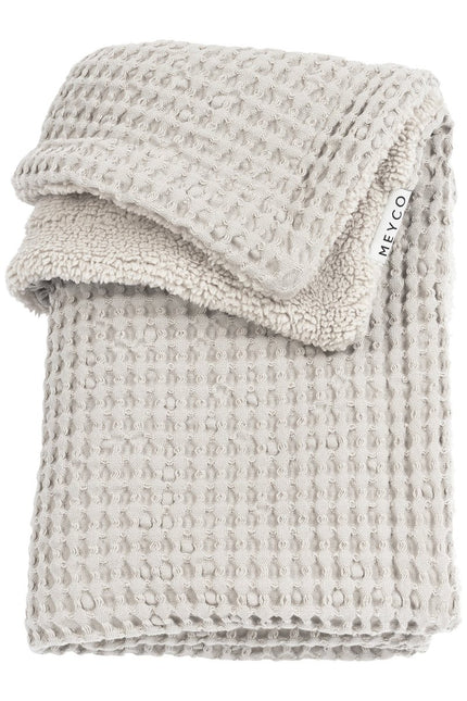Meyco Baby Wafel Teddy Ledikant Deken Greige 100x150cm - Meyco - Babywinkel - 4054703218022