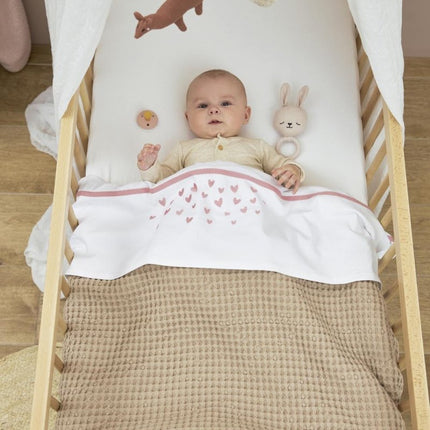 Meyco Baby Wafel Teddy Ledikant Deken Sand 100x150cm - Meyco - Babywinkel - 4054703218305