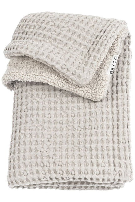 Meyco Baby Wafel Teddy Wiegdeken Greige 75x100cm - Meyco - Babywinkel - 4054703218497