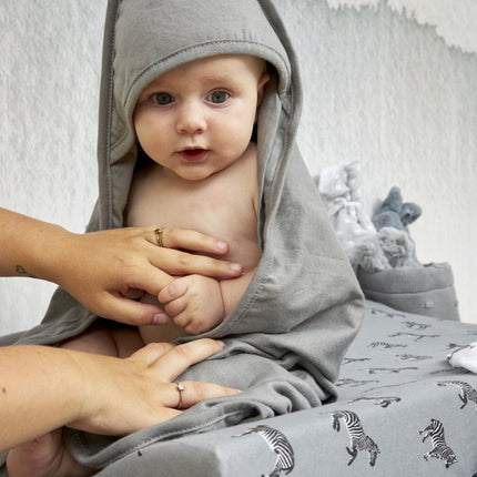 Meyco Badcape Baby 2St Basic Jersey Cheetah Grijs - Meyco - Babywinkel - 4054703872408