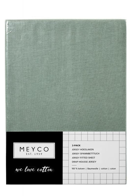Meyco Hoeslaken Jersey Stone Green 60x120cm 2st - Meyco - Babywinkel - 4054703642223