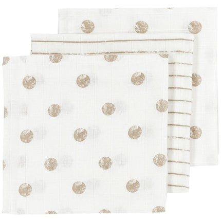 Meyco Hydrofiele Doek 3St Dot Stripe Sand - Meyco - Babywinkel - 4054703452761