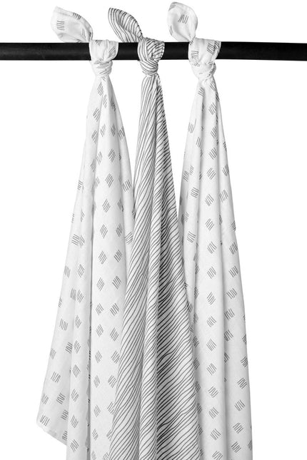Meyco Hydrofiele Doek Block Stripe Grijs 3st - Meyco - Babywinkel - 4054703451283
