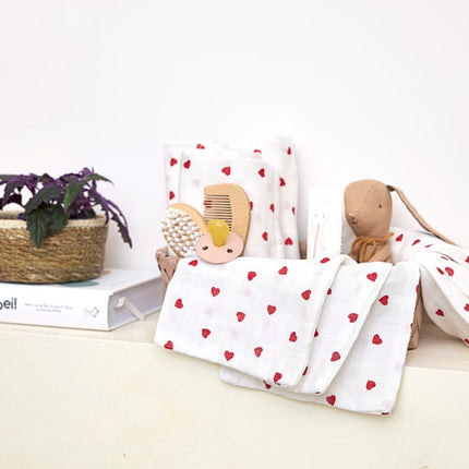 Meyco Hydrofiele Doek Sweet Heart Red 9St - Meyco - Babywinkel - 4054703925982
