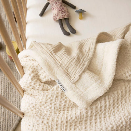 Meyco Ledikantdeken Wafel Teddy Nature 100X150cm - Meyco - Babywinkel - 4054703218725