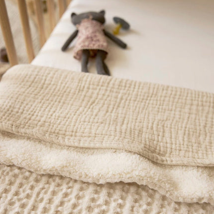 Meyco Ledikantdeken Wafel Teddy Nature 100X150cm - Meyco - Babywinkel - 4054703218725