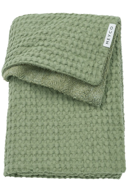 Meyco Ledikantdeken Wafel Teddy Olive Green 100X150cm - Meyco - Babywinkel - 4054703218824