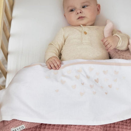 Meyco Ledikantlaken Hearts Soft Pink 100X150cm - Meyco - Babywinkel - 4054703641028