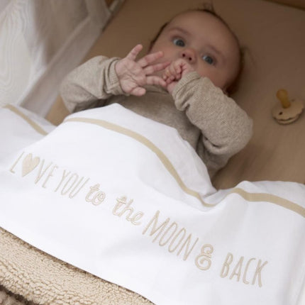 Meyco Ledikantlaken Love You To The Moon & Back Sand 100X150cm - Meyco - Babywinkel - 4054703148664