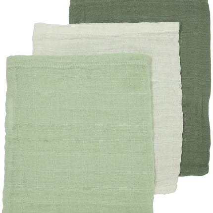 Meyco Monddoekje 3St Offwhite/Soft Green/Forest Green 20x17 cm - Meyco - Babywinkel - 4054703491623