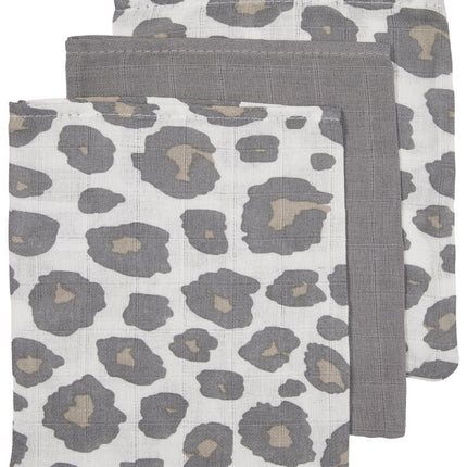 Meyco Washandje 3St Panter Neutral/Uni Grijs/Panter Neutral - Meyco - Babywinkel - 4054703458213