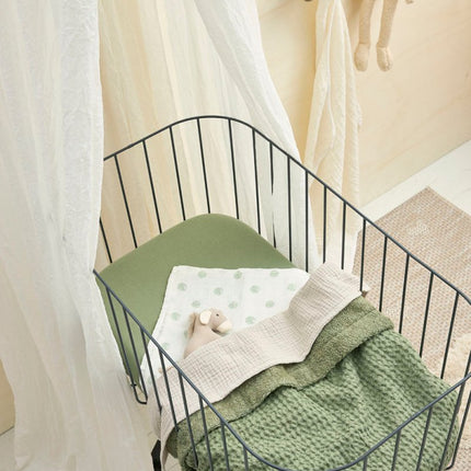 Meyco Wiegdeken Wafel Teddy Olive Green 75X100cm - Meyco - Babywinkel - 4054703218817