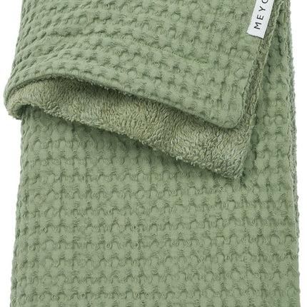 Meyco Wiegdeken Wafel Teddy Olive Green 75X100cm - Meyco - Babywinkel - 4054703218817