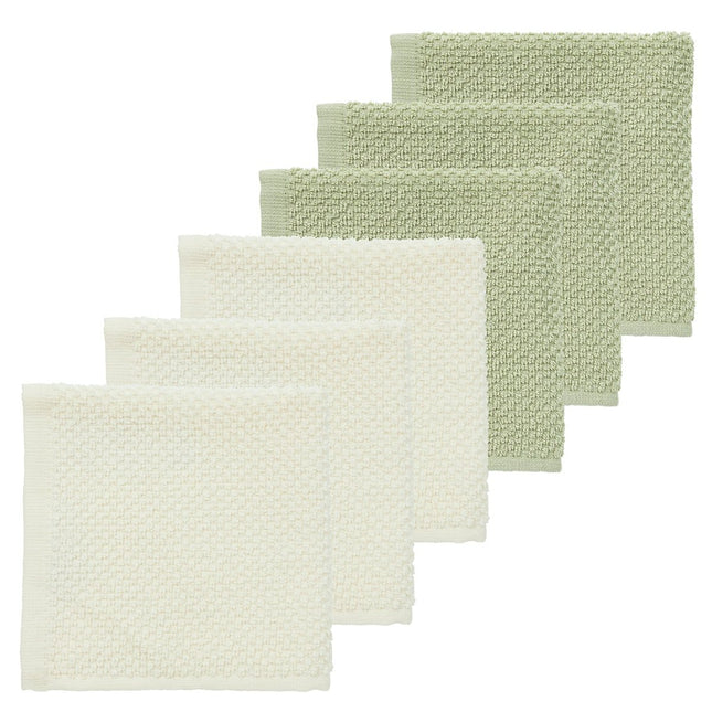 Monddoekjes 6 - pack Popcorn - natural/soft olive - 30x30cm - Babywinkel - 4054703620559