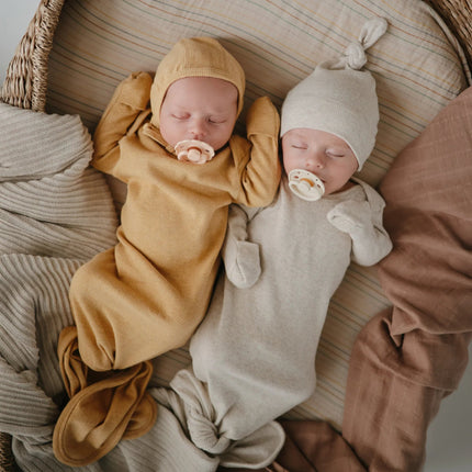 Mushie Babymutsje Bonnet Mustard Melange - Mushie - Babywinkel - 810052465258