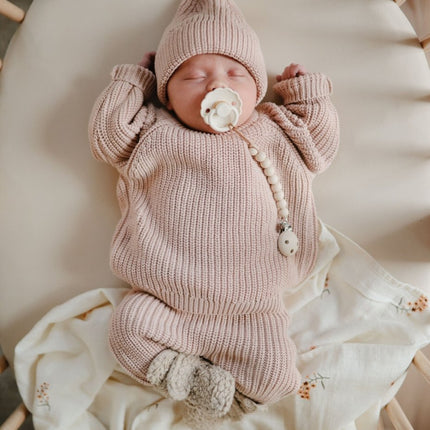 Mushie Babymutsje Chunky Knit Blush - Mushie - Babywinkel - 810052468624