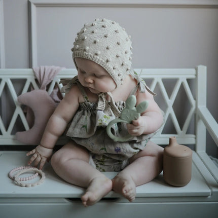 Mushie Bijtring Armband Siliconen Linen/Peony/Pale Pink 3st - Mushie - Babywinkel - 810052462059