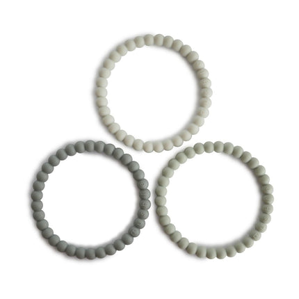 Mushie Bijtring Armband Siliconen Tea/Cool Gray/Sea 3st - Mushie - Babywinkel - 810052462035