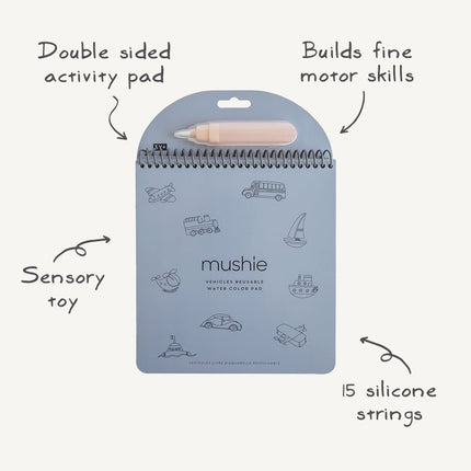 Mushie - Herbruikbaar Water Kleurboek Voertuigen koop je bij Babywinkel