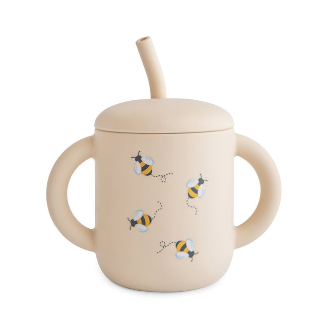 Mushie Silicone Oefenbeker + Rietje - Bees koop je bij Babywinkel