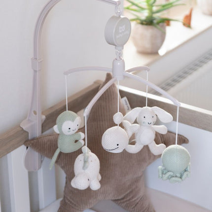 Muziekmobiel Animals laurel green/warm linen - Babywinkel - 8721052103151