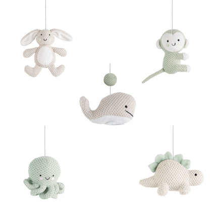Muziekmobiel Animals laurel green/warm linen - Babywinkel - 8721052103151