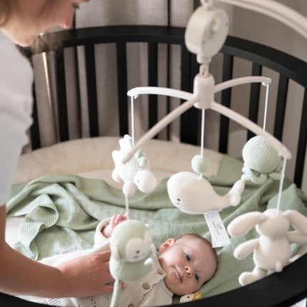 Muziekmobiel Animals laurel green/warm linen - Babywinkel - 8721052103151