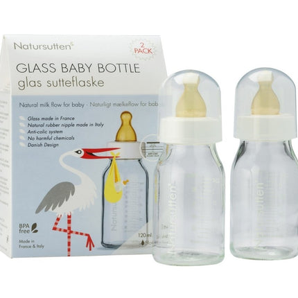Natursutten Babyfles Glas Set 120Ml 2 delig - Natursutten - Babywinkel - 894654002097