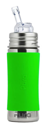 Pura Babyfles Rietje Rvs 325Ml Set Groen 4 delig - Pura - Babywinkel - 853766006362