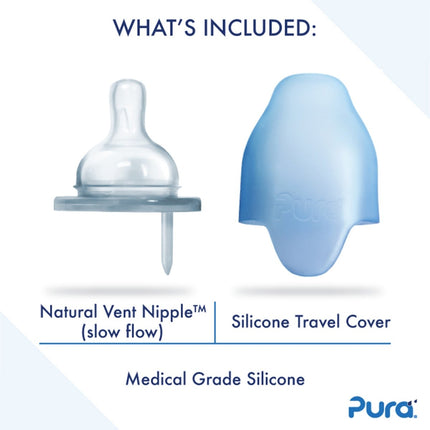 Pura Babyfles Rvs 150 Ml + Silicone Speen Slow Flow + Silicone Reisdop + Rose Sleeve - Pura - Babywinkel - 850038571023