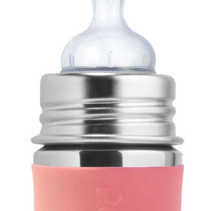 Pura Babyfles Rvs 150 Ml + Silicone Speen Slow Flow + Silicone Reisdop + Rose Sleeve - Pura - Babywinkel - 850038571023