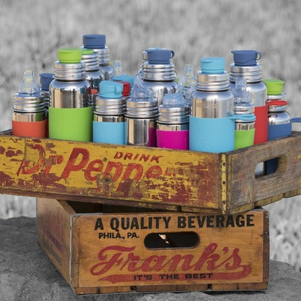 Pura Babyfles Rvs 325Ml Set Blauw 4 delig - Pura - Babywinkel - 853766006201