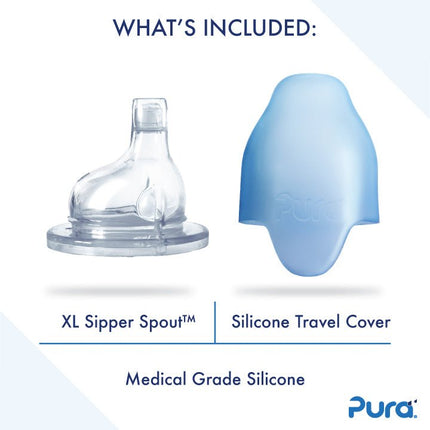 Pura Drinkfles Rvs 325 Ml + Silicone Tuitspeen + Silicone Reisdop + Moss Sleeve - Pura - Babywinkel - 858312007985