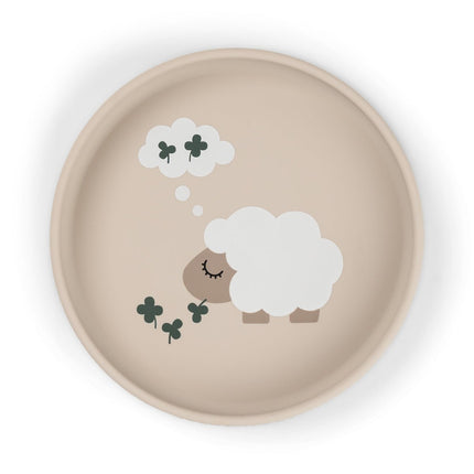 Siliconen bord met zuignap Tiny farm Sand koop je bij Babywinkel