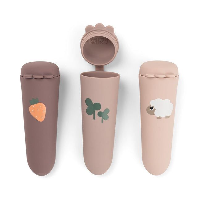 Siliconen ijsjesvorm 3 - pack Tiny Farm Powder koop je bij Babywinkel