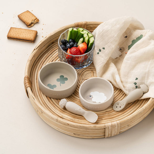 Siliconen kommen set 2 stuks Sheepy Sand koop je bij Babywinkel