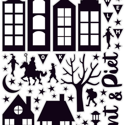 Sinterklaas Raamstickers Zwart 50 delig - Babywinkel - 8718819314493
