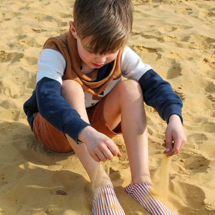 Slipstop Waterschoentjes Cognac Stripe - Babywinkel - 8683555211200