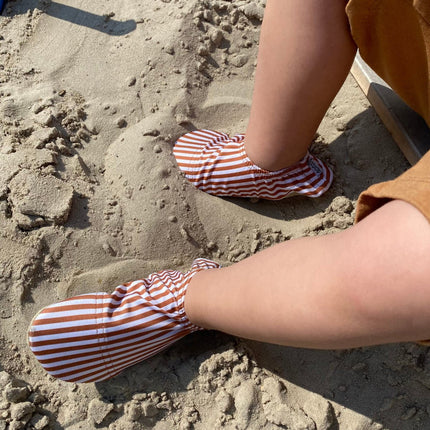 Slipstop Waterschoentjes Cognac Stripe - Babywinkel - 8683555211200