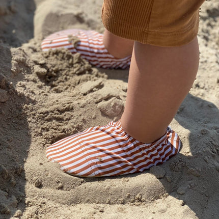 Slipstop Waterschoentjes Cognac Stripe - Babywinkel - 8683555211200