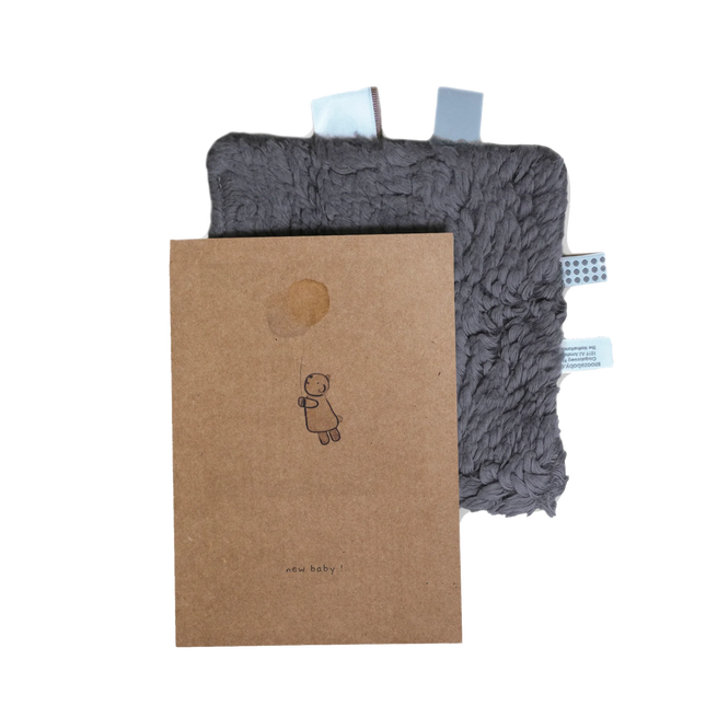 Snoozebaby Giftset Knuffeldoekje en Geboortekaartje Storm Grey - Snoozebaby - Babywinkel - 8719743857438
