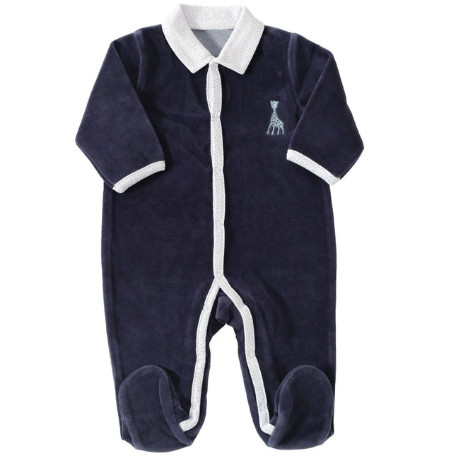 Sophie de Giraf Boxpakje Velours met Kraagje Donkerblauw koop je bij Babywinkel