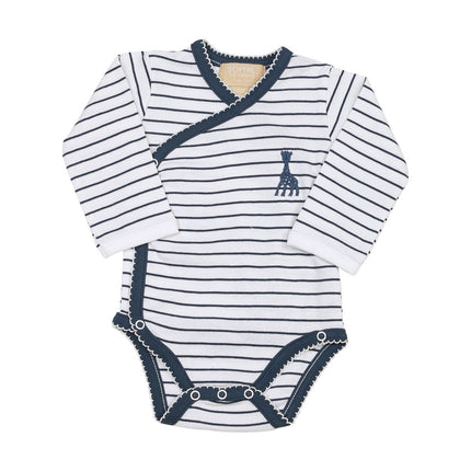 Sophie de Giraf Overslagromper Wit met Blauwe Streep en Sierrandje - Sophie de Giraf - Babywinkel - 3701322713216