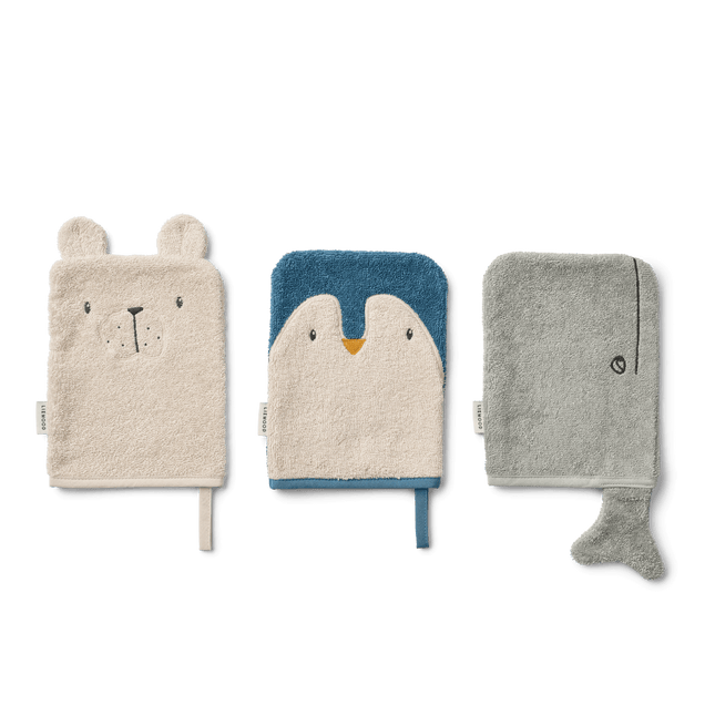 Liewood Washandje Sylvester Arctic Sea/ Ocean View 3St koop je bij Babywinkel