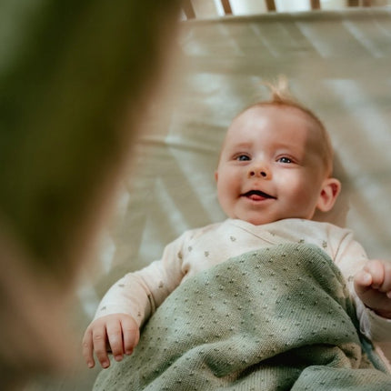 Little Dutch Wiegdeken Pure Sage Gebreid Fleece koop je bij Babywinkel